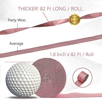 PartyWoo Crepe Paper Streamers in Rose Gold & Pink