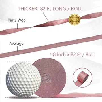 PartyWoo Crepe Paper Streamers in Rose Gold & Pink