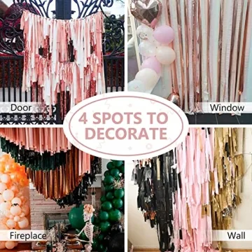 PartyWoo Crepe Paper Streamers in Rose Gold & Pink