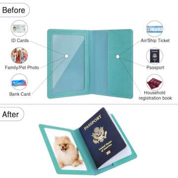 labato Passport Holder Women, Passport Wallet Travel Document Organizer, Waterproof Cruise Accessories Must Haves, Travel Essentials PU Leather Passport Cover for Women Men, Mint