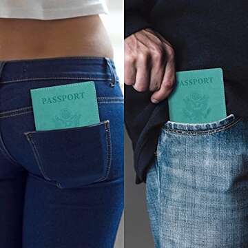 labato Passport Holder Women, Passport Wallet Travel Document Organizer, Waterproof Cruise Accessories Must Haves, Travel Essentials PU Leather Passport Cover for Women Men, Mint