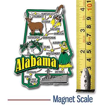 Alabama Jumbo State Magnet by Classic Magnets, 2.9" x 4.1", Collectible Souvenirs Made in The USA