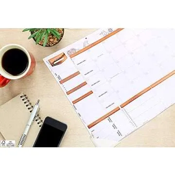 Deluxe Rose Gold Monthly Wall and Desk Pad Calendar - Over 12 Months of Advance Planning and Productivity | Undated - Sheet Size: 22”x17”')