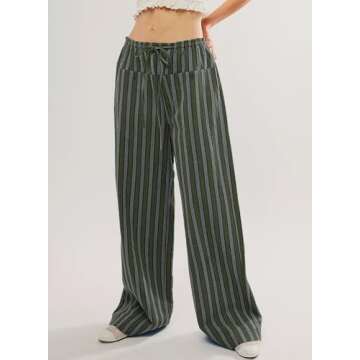 Acelitt Women's Casual Striped Pants for All Seasons