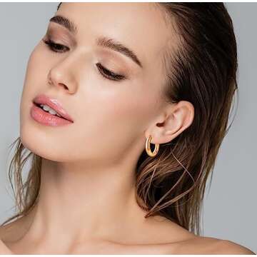 Hoops & Loops - Sterling Silver 30mm High Polished Click Top Hoop Earrings in Yellow Gold Flash Plated