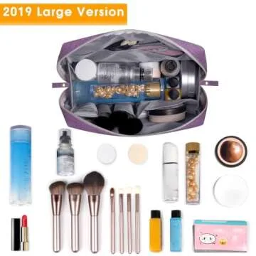 Narwey Large Makeup Bag Travel Cosmetic Bag Organizer Toiletry Bag Make Up Bags Zipper Pouch for Women (Large, Purple)