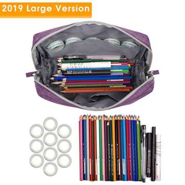 Narwey Large Makeup Bag Travel Cosmetic Bag Organizer Toiletry Bag Make Up Bags Zipper Pouch for Women (Large, Purple)