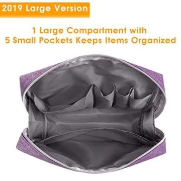 Narwey Large Makeup Bag Travel Cosmetic Bag Organizer Toiletry Bag Make Up Bags Zipper Pouch for Women (Large, Purple)