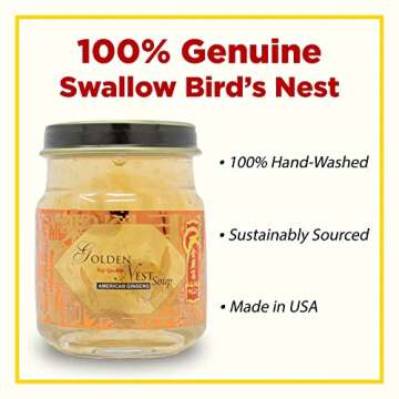 Golden Nest Premium Bird Nest Soup, Swallow Bird Nest 100% Natural - Made in USA, (燕窩) 6 bottles...