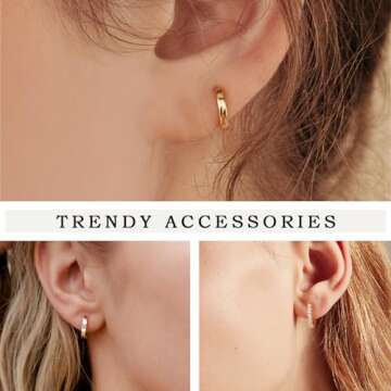 Silver Hoop Earrings Set Huggie Hoop Earrings Hypoallergenic Lightweight Jewelry Everyday Cartilage Dainty Earrings for Women