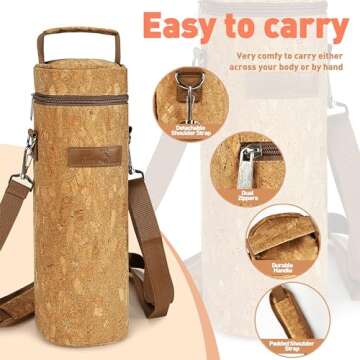 Tirrinia Single Bottle Wine Gift Carrier Bag, Insulated Travel Wine Cooler Tote with Shoulder Strap ...