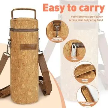 Tirrinia Single Bottle Wine Gift Carrier Bag, Insulated Travel Wine Cooler Tote with Shoulder Strap ...