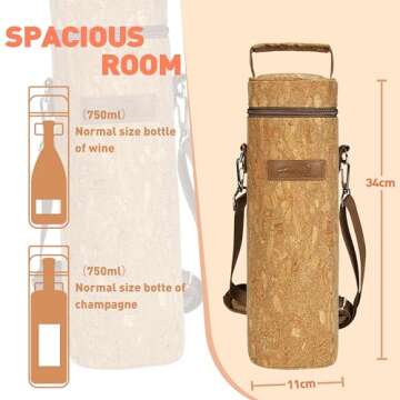 Tirrinia Single Bottle Wine Gift Carrier Bag, Insulated Travel Wine Cooler Tote with Shoulder Strap for Picnic, Party, BYOB Restaurant, Portable One Bottle Wine Chiller Container, Gift for Wine Lovers