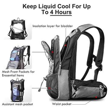 Mothybot Hydration Pack, Insulated Hydration Backpack with 2L BPA Free Water Bladder and Storage, Hi...