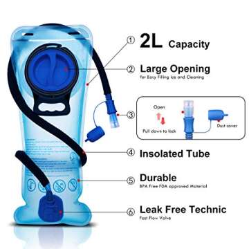 Mothybot Hydration Pack with 2L Water Bladder for Outdoor Fun