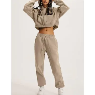Flygo Women's Fleece Tracksuit Set - Khaki L
