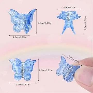 Tiweio Butterfly Hair Clips, 50 Pieces Jelly Color Mini Hair Clips, Hair Accessories for Women and G...