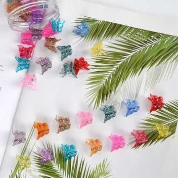 Tiweio Butterfly Hair Clips, 50 Pieces Jelly Color Mini Hair Clips, Hair Accessories for Women and Girls with Box Packaged, 14 Sparkle Candy Colors
