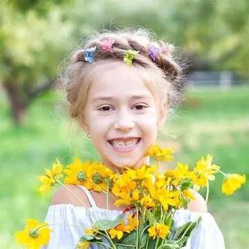 Tiweio Butterfly Hair Clips, 50 Pieces Jelly Color Mini Hair Clips, Hair Accessories for Women and Girls with Box Packaged, 14 Sparkle Candy Colors