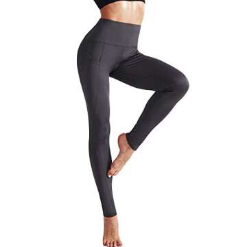 NELEUS 2 Pack Tummy Control High Waist Running Workout Leggings,9017,Black,Grey,M,EU L