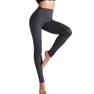 NELEUS 2 Pack Tummy Control High Waist Running Workout Leggings,9017,Black,Grey,M,EU L