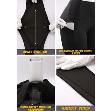 NELEUS 2 Pack Tummy Control High Waist Running Workout Leggings,9017,Black,Grey,M,EU L