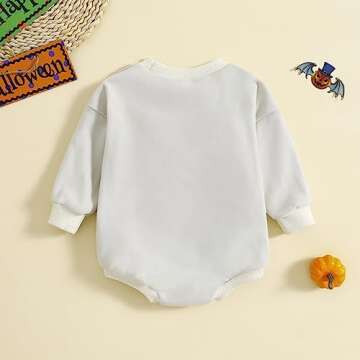 Endorothii Baby Halloween Clothes Girl Boy Spooky Babe Pumpkin Romper Sweatshirt Long Sleeves Bubble Bodysuit Outfit