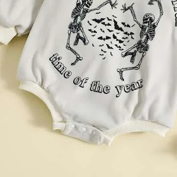 Endorothii Baby Halloween Clothes Girl Boy Spooky Babe Pumpkin Romper Sweatshirt Long Sleeves Bubble Bodysuit Outfit