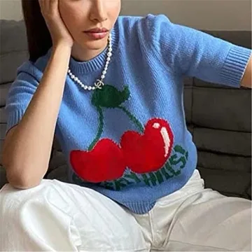 Chic Women Y2K Short Sleeve Knitted Crop Top