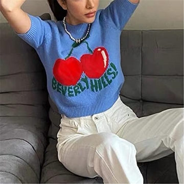 Chic Women Y2K Short Sleeve Knitted Crop Top