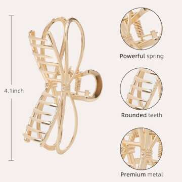 2 Pack Butterfly Metal Hair Clips for Women - 4.1 Inch Strong Hold Barrette Claw Clips for Thin, Thi...