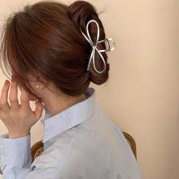 2 Pack Butterfly Metal Hair Clips for Women - 4.1 Inch Strong Hold Barrette Claw Clips for Thin, Thick, or Curly Hair - Hair Accessories for Girls