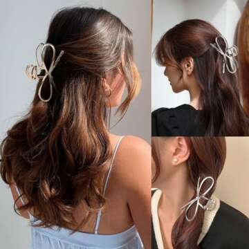 2 Pack Butterfly Metal Hair Clips for Women - 4.1 Inch Strong Hold Barrette Claw Clips for Thin, Thick, or Curly Hair - Hair Accessories for Girls