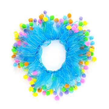 Vibrant Midlee Blue Pom Pom Dog Collar for Birthday Celebrations (X-Large)