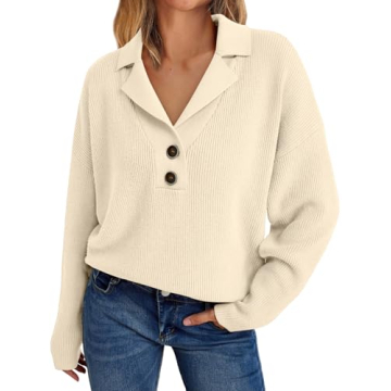 LILLUSORY V Neck Sweater for Fall - Chic Casual Knitwear