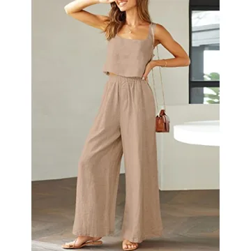 Stylish Prinbara Women's 2 Piece Linen Lounge Set