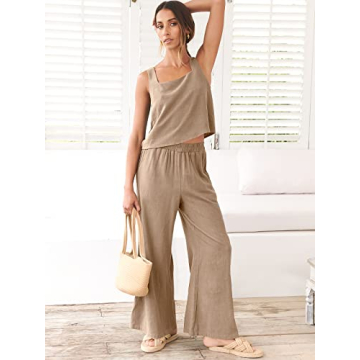 Stylish Prinbara Women's 2 Piece Linen Lounge Set