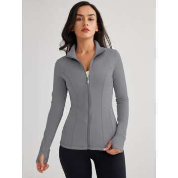 Trendy Queen Womens Lightweight Zip Up Jackets Mock Turtleneck Fall Hoodies Fitted 2024 Athletic Wor...