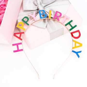 CIEHER Happy Birthday Headband for Women and Girls Birthday Crown Happy Birthday Decorations