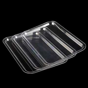 YBSVO 20 1/4" x 13 7/16" Clear Acrylic Bakery Display Case Tray-Pack of 3