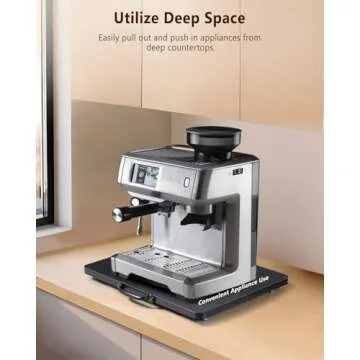 Evermagin Appliance Slider, Sliding Tray for Coffee Maker, Coffee Pot Slider Tray for Countertop, Kitchen Appliance Rolling Tray with Rubber Wheels, Large - Wide, Black (16" X 12.5")