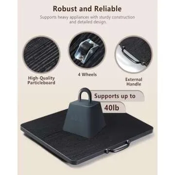 Evermagin Appliance Slider, Sliding Tray for Coffee Maker, Coffee Pot Slider Tray for Countertop, Kitchen Appliance Rolling Tray with Rubber Wheels, Large - Wide, Black (16" X 12.5")