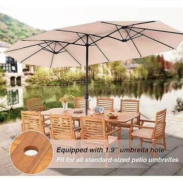 PHI VILLA Expandable Acacia Wood Dining Set for 6-8