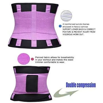 VENUZOR Waist Trainer Belt for Women - Waist Cincher Trimmer - Slimming Body Shaper Belt - Sport Girdle Belt (UP Graded)(Purple,XX-Large)