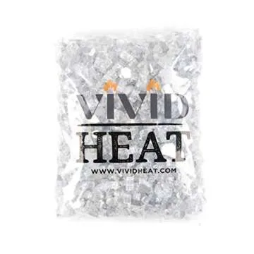 VIVID Heat Vibrant Luster 1/2" Silver Metallic Medium - (10 Pound Bag) Reflective Titanium/Gray Style Fire Glass Rock for Fireplace and Fire Pit