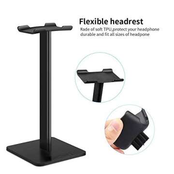 Link Dream Headphone Stand Headset Holder Gaming Headset Holder with Aluminum Supporting Bar Flexible Headrest Anti-Slip Earphone Stand for All Headphones