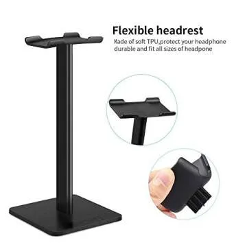 Link Dream Headphone Stand Headset Holder Gaming Headset Holder with Aluminum Supporting Bar Flexible Headrest Anti-Slip Earphone Stand for All Headphones