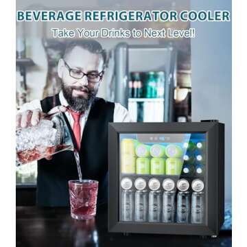 Electactic 50 Cans Beverage Refrigerator Cooler, 1.3 Cu.ft Mini Fridge Countertop Drink Cooler with ...