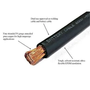4/0 Gauge 4/0 AWG 10 Feet Black + 10 Feet Red Welding Battery Pure Copper Flexible Cable Wire - Car, Inverter, RV, Solar