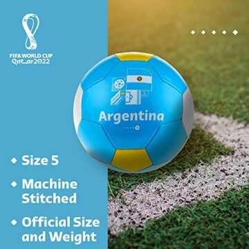 FIFA World Cup Qatar 2022 Team Argentina Soccer Ball Souvenir Display, Officially Licensed Futbol for Youth and Adult Soccer Players, Blue